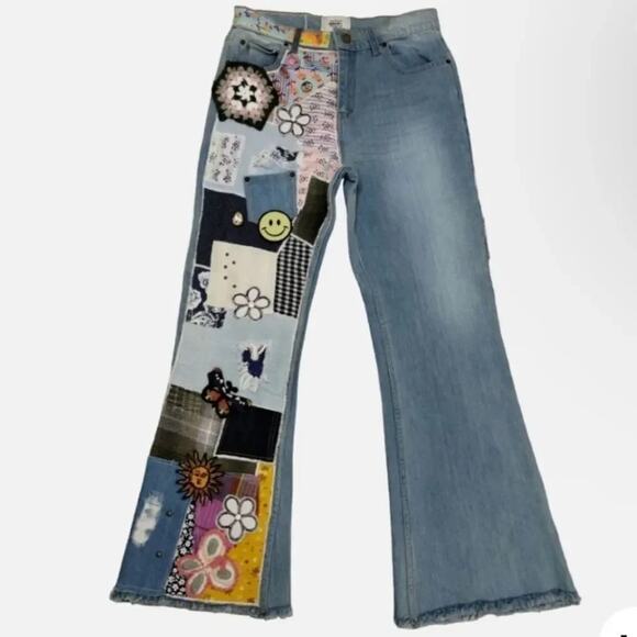 BDG Urban Outfitters High Waist Flare Jeans Patch Crochet, Size 30, New with Tag - Picture 8 of 16